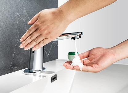 Bathroom Faucet with Built-in Soap Dispenser, Adjustable Hot & Cold Water Temperature, Home Bathroom Faucet (29102 Chrome)