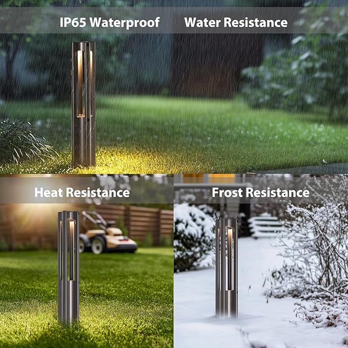 Energetic Low Voltage Landscape Lighting, IP65 Waterproof LED Pathway Lighting, Aluminum Outdoor Landscape Path Lights for Garden, 12-24V AC/DC Walkway Lights, 3000K Warm White, Bronze, 4 Pack