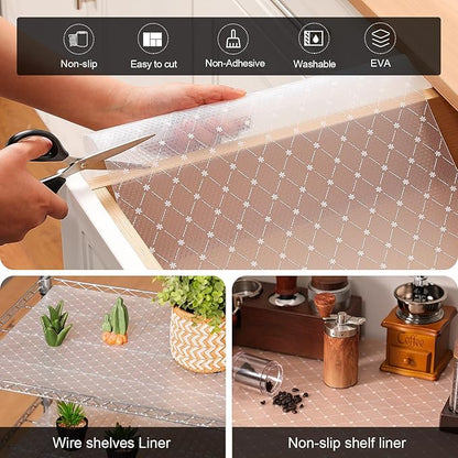 Cooyes Shelf Liner – Premium Non-Adhesive Cabinet & Drawer Liner for Kitchen – Waterproof Shelf Paper with Modern Pattern – Durable EVA Cabinet Mat – Easy to Cut （12" W x 360" L）
