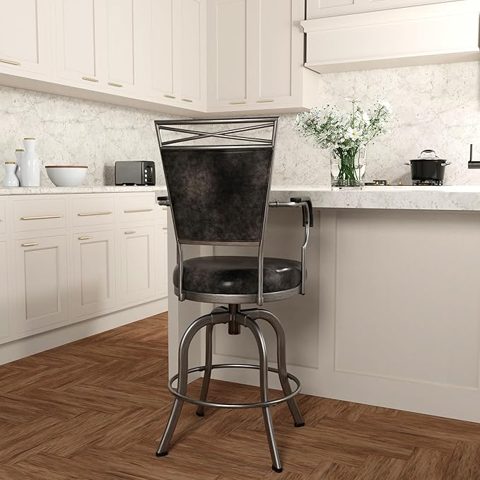 Hillsdale Bridgetown Metal Counter Height Swivel Stool, Pewter
