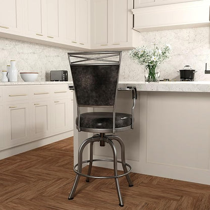 Hillsdale Bridgetown Metal Counter Height Swivel Stool, Pewter