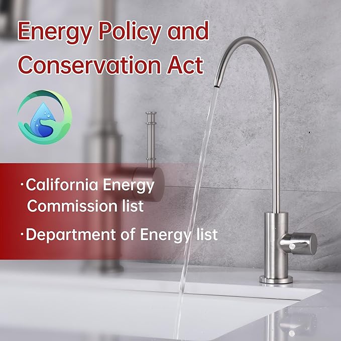 SUMERAIN Drinking Water Faucet for Kitchen Sink, NSF Certification Lead-Free SUS304 Stainless Steel Water Filter Faucet for Reverse Osmosis or Water Filtration System, Brushed Nickel Finish