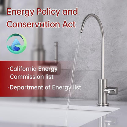 SUMERAIN Drinking Water Faucet for Kitchen Sink, NSF Certification Lead-Free SUS304 Stainless Steel Water Filter Faucet for Reverse Osmosis or Water Filtration System, Brushed Nickel Finish