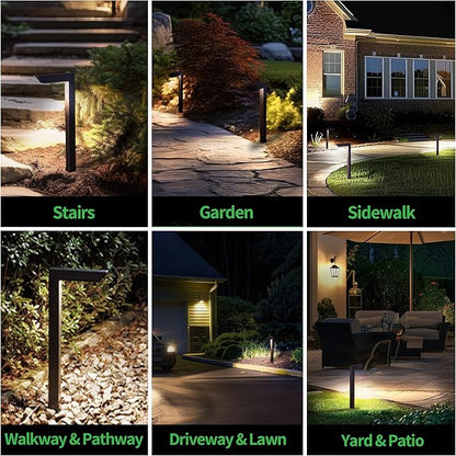 Low Voltage Pathway Lights 12V, 3CCT LED Landscape Path Lights, Outdoor Waterproof Wired 5W 235LM, Black Aluminum Garden Yard 12 Pack