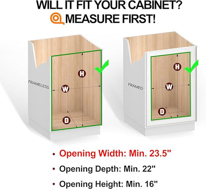 JOWBOOW (23" W x 22" D Cabinet Pull Out Shelves, 2-Tier | Heavy Duty Kitchen Pull Out Shelves for Wide Cabinets, 22 Inch Deep Sliding Cabinet Organizer