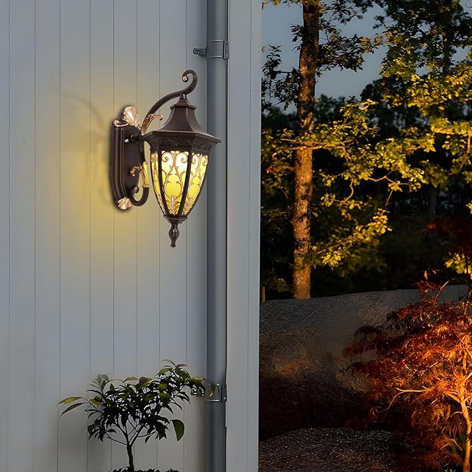Outdoor Wall Light Fixtures, IP55 Waterproof Outside Wall Lantern Retro Exterior Wall Sconces Vintage Wall-Mounted Lights for Garage House Porch Doorway, E26 w/o Bulb