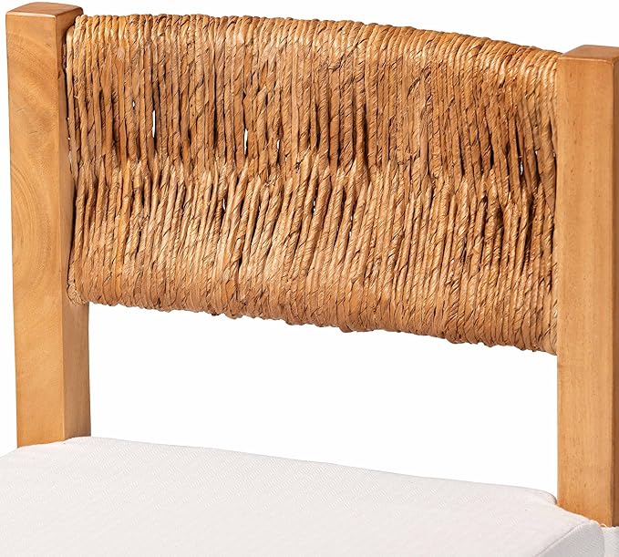 Bali & pari Pava Woven Seagrass Counter Stool - Solid Mahogany Wood Stool with Textured Back, Coastal Boho Seating for Kitchen Island, Counter Height