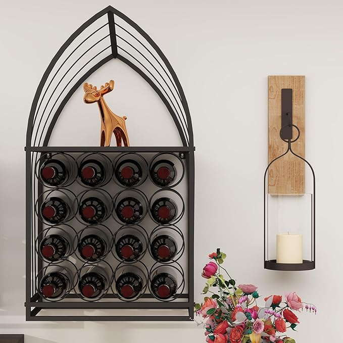 Wine Cabinet - 2 Piece Display Rack, Freestanding Bottle Storage, Home Bar Kitchen Organizer, Bottle Holder Liquor Cabinet Rustic Bar Storage Decorative Kitchen Island Shelf Dining Room Organizer