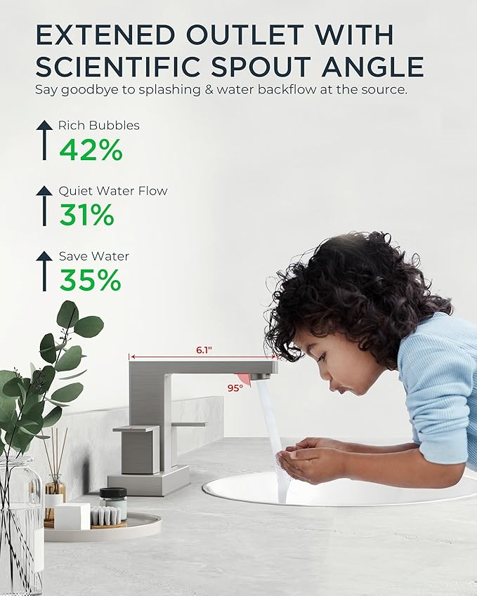 QFN 4 Inch Centerset Bathroom Faucets, Brushed Nickel 2 or 3 Hole Square Bathroom Sink Faucet with Pop-Up Drain and cUPC Supply Line, 2 Handles Suitable for Bath Sink, Vanity, Restroom