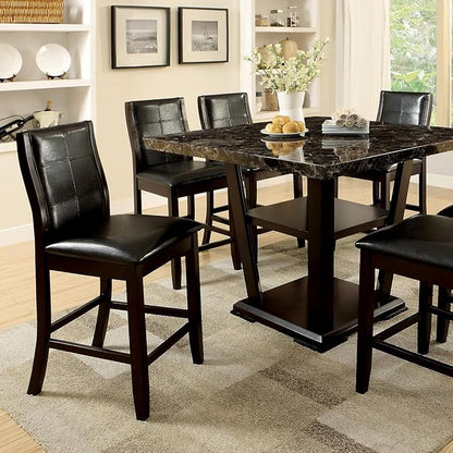Set of 2 Transitional Counter Height Chairs, Brown Cherry Finish with Espresso Upholstered Seats, Stylish Design for Kitchen Island or Bar