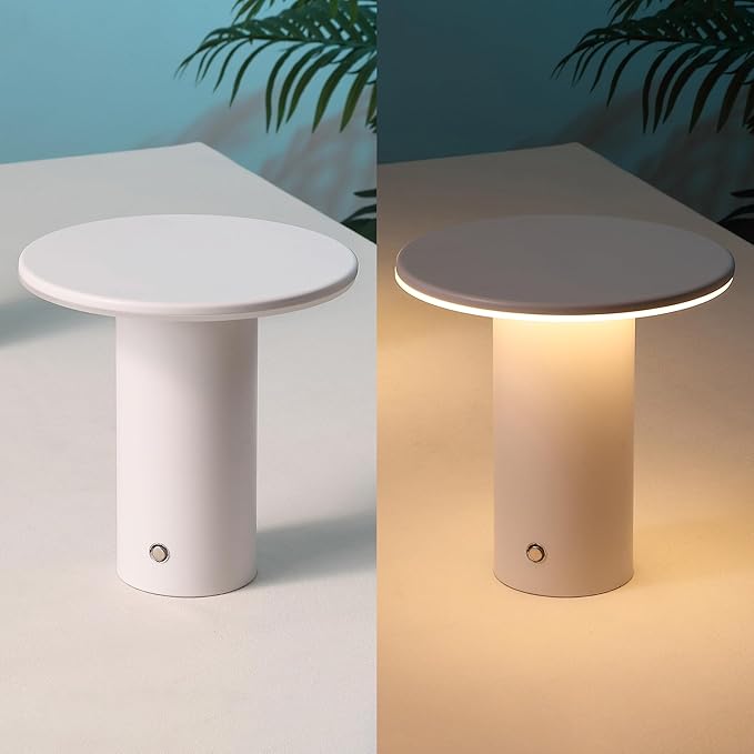 JONATHAN Y 7.5" White Modern Rechargeable Cordless LED Table Lamp Set of 2, Dimmable Touch Sensor Nightstand Mini Lamp for Dining Living Room, Frosted Diffuser JYL7158A-SET2