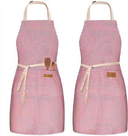 BeLuyi 2 Pack Adjustable Bib Apron with 2 Pockets Chef Cooking Kitchen Restaurant Aprons for Women Men