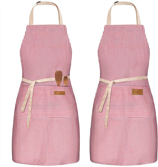 BeLuyi 2 Pack Adjustable Bib Apron with 2 Pockets Chef Cooking Kitchen Restaurant Aprons for Women Men