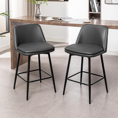 Modern Dining Chairs,Set of 2,Sturdy and Stylish,Simple Natural Design,Swivel Bar Stools with Back,Versatile Use in Kitchen Island Pub,Applicable to Front Porch,Garden,Patio,Reception Room,Darkgrey-P