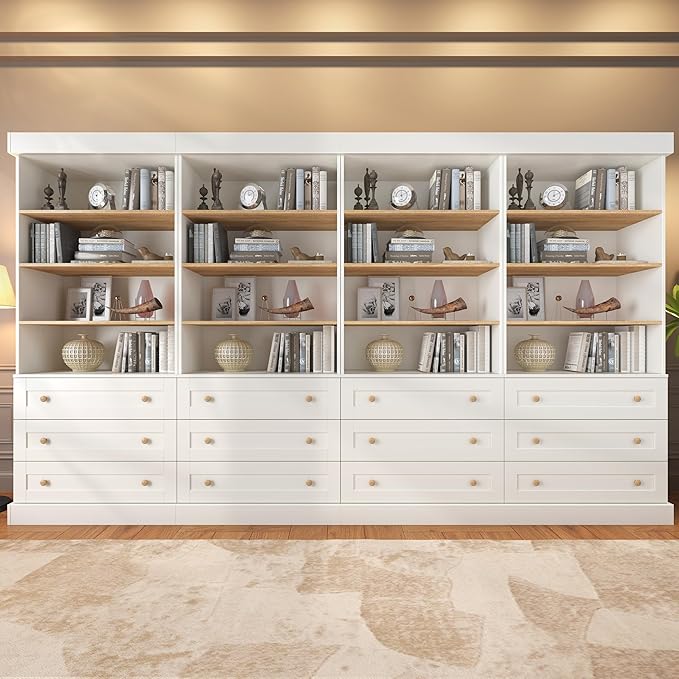 ivaniti 71" Tall Farmhouse Kitchen Pantry, Large Storage Cabinet with Adjustable Shelves, 3 Drawer, Wood Versatile Hutch Cabinet for Dining Room, Living Room, White 4 PCS