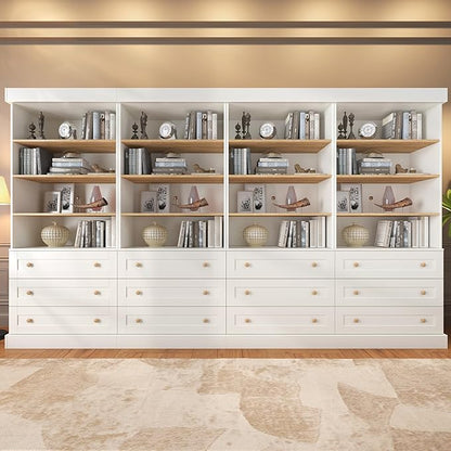ivaniti 71" Tall Farmhouse Kitchen Pantry, Large Storage Cabinet with Adjustable Shelves, 3 Drawer, Wood Versatile Hutch Cabinet for Dining Room, Living Room, White 4 PCS