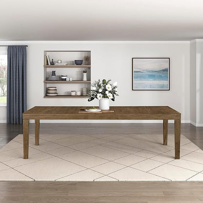Lexicon 84-102 Inch Extendable Dining Table for 4-8 People, Large Rectangle Wooden Kitchen Table with Self-Storing Extension Leaf Space Saving, for Dining Room, Living Room, Home Office, Brown
