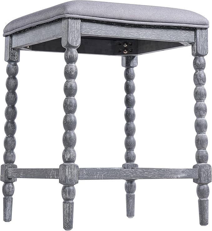 Harper & Bright Designs 26''Counter Stools,Set of 4 with Upholstered Seat, Solid Acacia Wood Frame, Foam-Padded Seat, Open Airy Design for Kitchen Island and Bar, Gray