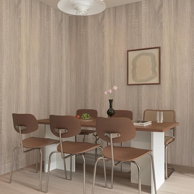 Boobest 48x118inch Extra Wide Light Brown Wood Wallpaper Peel Stick Gray Oak Contact Paper Wood Vinyl Wrap for Cabinets Countertops Furniture Waterproof Bubble Free Design Natural Wood Contact Paper