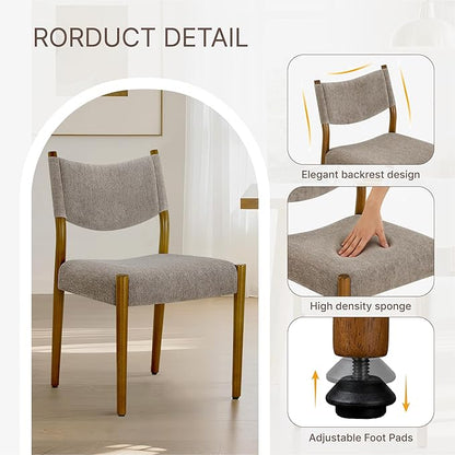 KISLOT Upholstered Dining Chairs Set of 4, Solid Wood Armless Kitchen Chairs with Soft Polyester Fabric, 18.9" Seat Height, Modern Dining Room Seating, 300 lbs Capacity, Brown