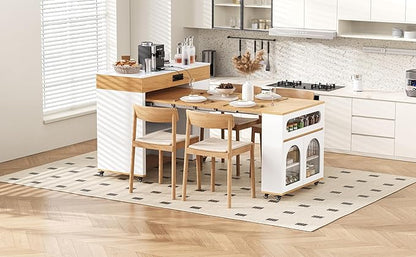 Extendable Dining Table - Versatile Kitchen Island with Storage