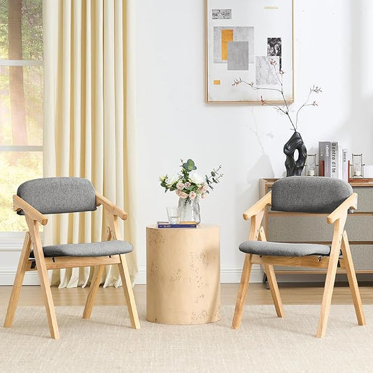 Folding Chairs with Padded Seats,Wooden Stackable Dining Chair,Easy to Store Foldable Dining Chairs for Kitchen, Living Room, Wedding Party Picnic (Dark Gray)
