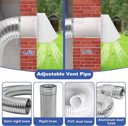 6 Inch Hooded Wall Vent with Screen and Damper, Wall Exhaust Vent Cover, 6 Inch Range Hood Wall Vent Cap, Outdoor Hooded Wall Vent for Dryer Vent, Range Hood, Kitchen, White