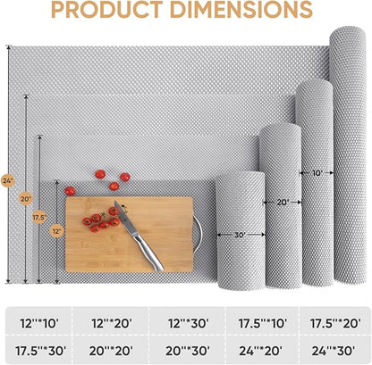 BALEINE Cabinet Liner, 17.5 in x 20 Ft Drawer and Shelf Liner for Kitchen Cabinets Non-Adhesive, Non-Slip Protect Desks, Cupboard, Drawers, Shelves, Tableware (Gray)