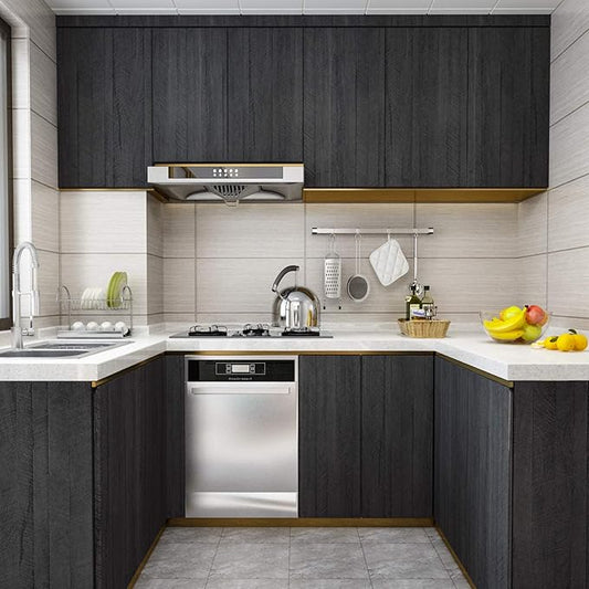 WESTICK Large Black Wood Wallpaper Peel and Stick Wood Grain Contact Paper 36"x394" Wooden Wallpaper Self Adhesive Removable Wooden Vinyl Countertop Contact Paper for Kitchen Countertops Desk Cabinets