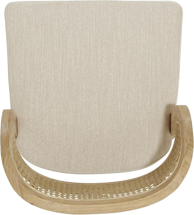 Christopher Knight Home Selwyn Dining Chairs Set of 2, Modern Dining Chair with Fabric Upholstery and Curved Back, Rubberwood Frame Kitchen Chairs with Cane Webbing, Accent Chairs, Beige+Natural