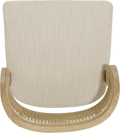 Christopher Knight Home Selwyn Dining Chairs Set of 2, Modern Dining Chair with Fabric Upholstery and Curved Back, Rubberwood Frame Kitchen Chairs with Cane Webbing, Accent Chairs, Beige+Natural