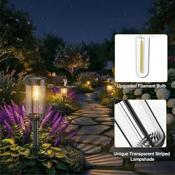 Sparkblaze 2 Pack Solar Garden Lights Outdoor, Decorative Solar Pathway Lights for Yard Auto On/Off Landscape Lighting for Walkway, Lawn, Garden, Waterproof Solar Stake Lights. (2, Warm White)