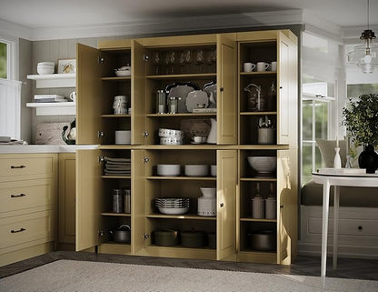 Palace Imports Solid Wood Pantry Cabinet - 71.5" Tall, 65" Wide - Freestanding Wooden Storage Cabinet w/Adjustable Shelves for Kitchen – Yellow, Renewable Eco-Friendly 100% Wood, Made in Brazil