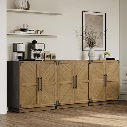 SICOTAS Sideboard Buffet Cabinet with Storage – Large Farmhouse Credenza with Doors & Adjustable Shelves for Living Room, Entryway