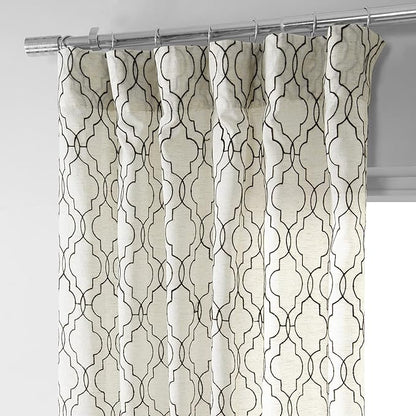 HPD Half Price Drapes Embroidered Faux Linen Curtain for Living Room 50 X 96 (1 Panel), Rod Pocket Window Curtains for Bedroom, Saida Chocolate