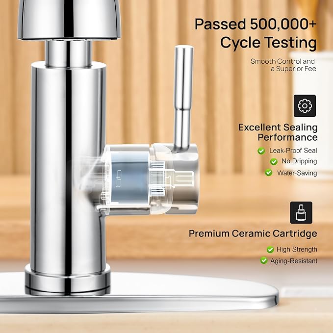 GAGALIFE Chrome Kitchen Faucets with Pull Down Sprayer - High Pressure Blade Spray Kitchen Sink Faucet, High Arc Single Handle Stainless Steel Classic Pull Out Spray Kitchen Faucet 1 or 3 Hole