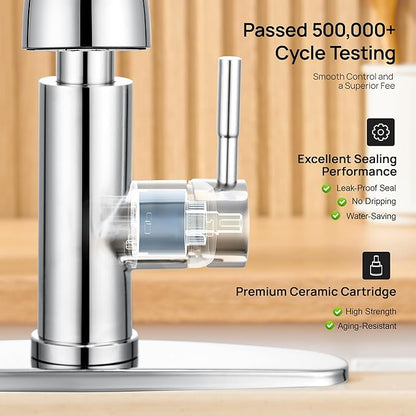 GAGALIFE Chrome Kitchen Faucets with Pull Down Sprayer - High Pressure Blade Spray Kitchen Sink Faucet, High Arc Single Handle Stainless Steel Classic Pull Out Spray Kitchen Faucet 1 or 3 Hole