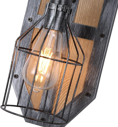Retro Indoor Wall Light Wall Lamp Farmhouse Metal Cage Vanity Wall Sconce Lighting Rustic Matte Black Wall Mount Light Fixtures for Bedroom,Porch, Patio, Hallway, Balcony E26 Base