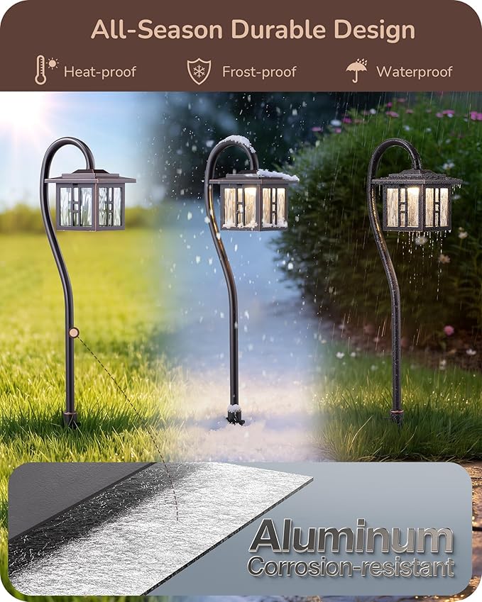 EDISHINE Low Voltage Landscape Lighting, 3W 185LM Oil-Rubbed Bronze Outdoor Landscape Path Lights, Low Voltage Pathway Lights for Garden Driveway, Die-Cast Aluminum, 50,000H, 6-Pack