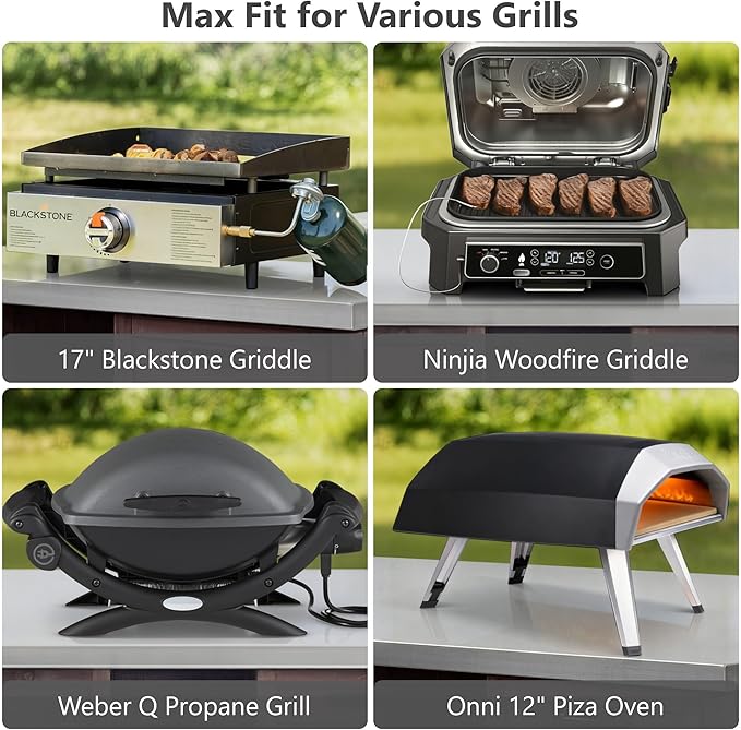 78.3" Outdoor Kitchen Island with Foldable Grill Table, Wooden Outdoor Grill Cart with Trash Can Storage & Stainless Steel Top, Outdoor Bar Cart, Pizza Oven Table for Lawn & Garden, Dark Brown