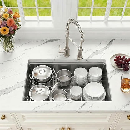 30 Inch Undermount Kitchen Sink,16 Gauge Stainless Steel Kitchen Sink Single Bowl, 30"x19"x9" Undermount Sink Ledge Workstation Sinks With All Accessories, Multi-Functional Workstation Sinks