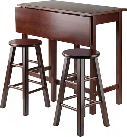 Casafoyer Lynnwood Drop Leaf Island Table with Counter Stools, Walnut