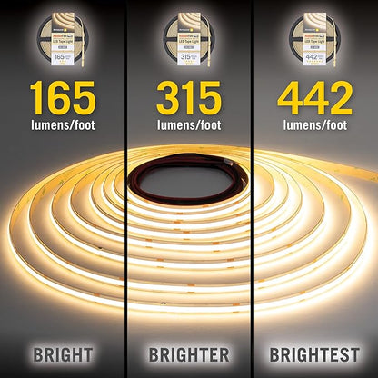 Armacost Lighting RibbonFlex Pro 24V White COB LED Strip Light Tape 4000K, 315 Lumens/Ft, 10M 172350