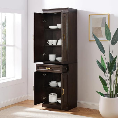 Crosley Furniture Stanton Pantry Storage Cabinet with Shelves, Kitchen, Dining, or Laundry Room, Coffee