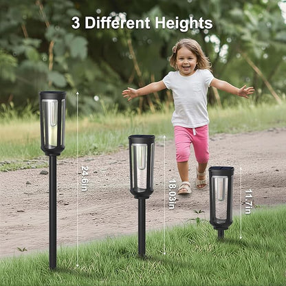 Solar Pathway Lights Outdoor,4 Pack Warm Garden Lights Solar Powered Waterproof IP65,Auto On/Off Outdoor Light for Lawn Patio Walkway Driveway Decor Landscape Lighting