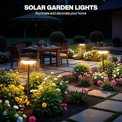 ELECLINK Tall Solar Pathway Lights Outdoor, 2 Pack Solar Garden Lights Outdoor Waterproof Bright Up to 15Hrs, Round Garden Light for Yard Flower Bed Patio Path Walkway Driveway Outside Decor