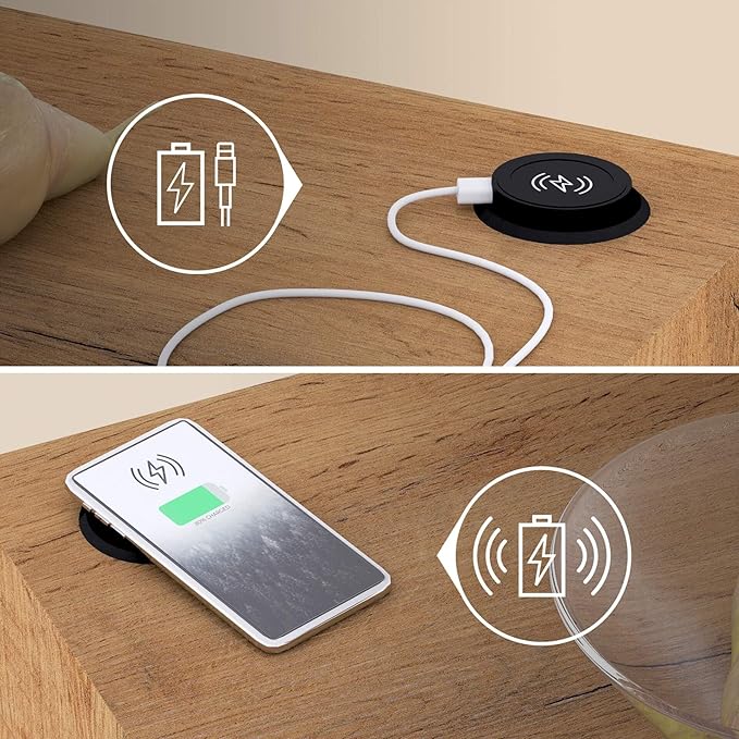 Mobili Fiver, Evolution Dining Table 70.9 x 15.7 in, with Wireless Charger, Rustic Oak with One Leg, Made in Italy