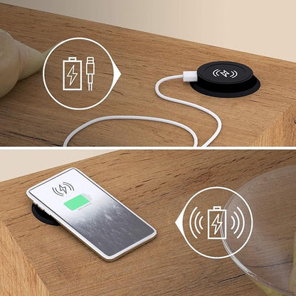 Mobili Fiver, Evolution Dining Table 70.9 x 15.7 in, with Wireless Charger, Rustic Oak with One Leg, Made in Italy