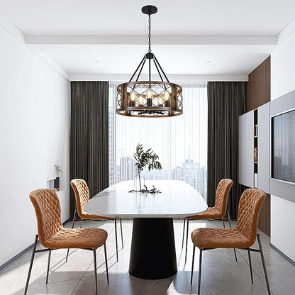 Farmhouse Chandelier, 19.8 inch 5-Light Black Dining Room Lighting Fixtures Rustic Adjustable Hanging Pendant Lighting for Kitchen Island Entryway Foyer Bedroom Hallway
