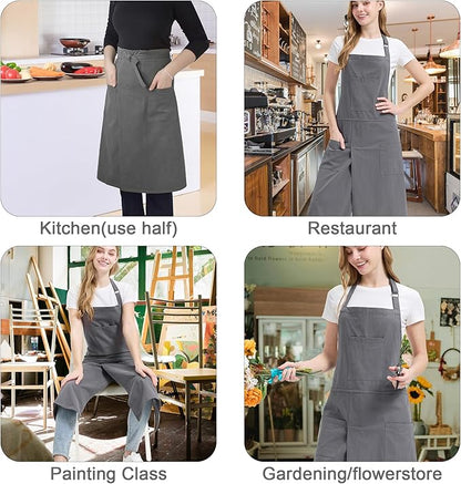Molaxhome Split Apron with 3 Pockets,Unisex Pottery Apron with Adjustable Strap for Kitchen Ceramics